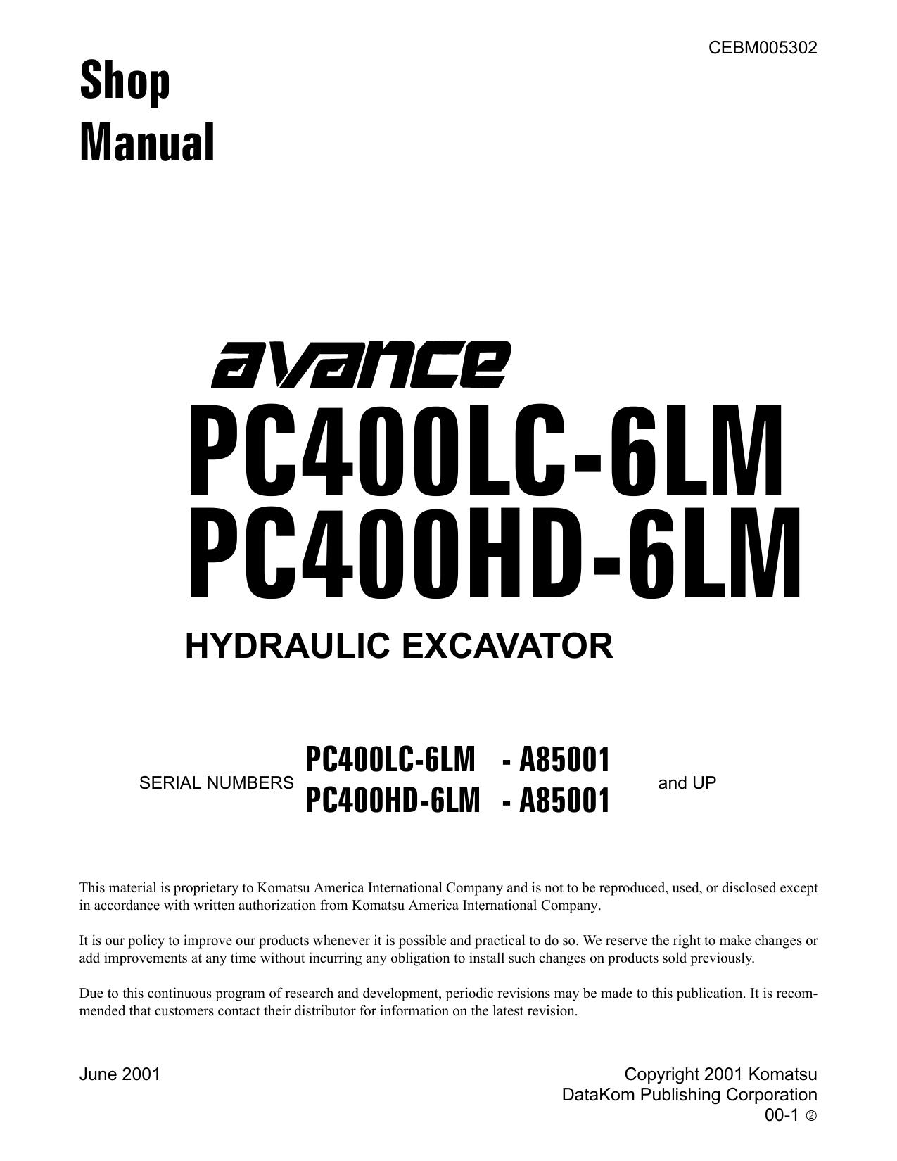 PC400LC-6LM PC400HD-6LM Shop Manual
